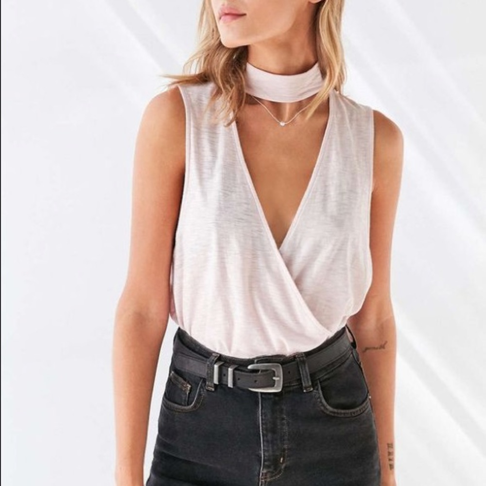 UO pale pink high neck top